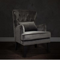 Кресло велюровое серое (с подушкой) 24YJ-7004-06437/1