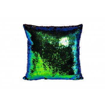 Подушка декоративная с пайетками (сине-зеленая) 28ML-P00114