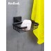 Мыльница для ванной Rainbowl 2724-BP CUBE квадратная решетчатая настенная чёрная матовая
