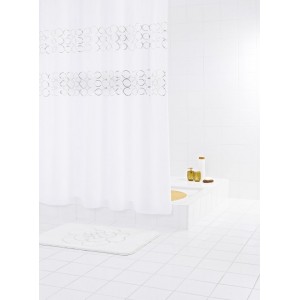 Штора для ванных комнат Paillette белый/золотой 180*200 48324