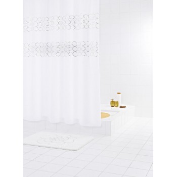 Штора для ванных комнат Paillette белый/золотой 180*200 48324