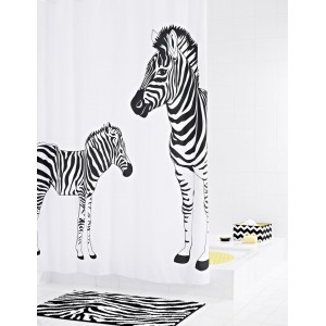Штора для ванных комнат Zebra белый/черный 180Х200  42311