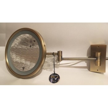 Зеркало настенное с подсветкой с 2-х кратным увеличением бронза Windisch 99157/2OV