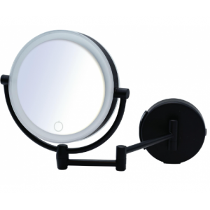 Зеркало косметическое с подсветкой настенное Ridder huri 1х/5х-увелич. LED сенсор USB чёрный О3211510