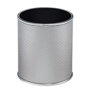 Ведро для мусора 6л открытое Geralis M-PHH1-S PUNTO серебро, кант хром,  внутренний цвет черный