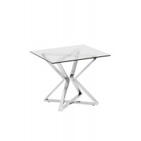Журнальный столик со стеклом (серебряный) 13RX3011-SILVER