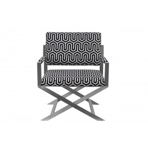 Кресло на металлическом каркасе черно-белое ZW-661