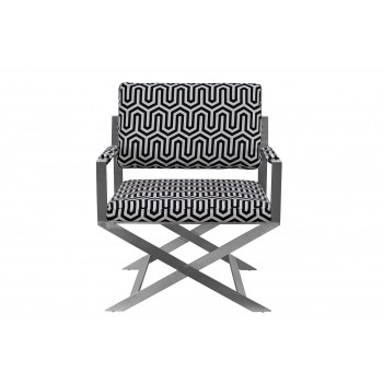 Кресло на металлическом каркасе черно-белое ZW-661