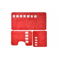 Комплект ковриков для ванной с серебряным люрексом 3 предмета PRIMANOVA D-15237 Roma (красный)
