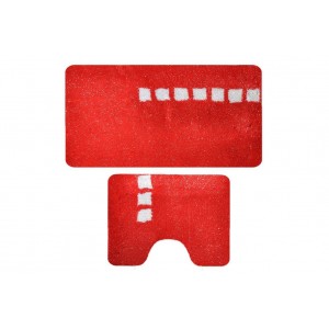 Комплект ковриков для ванной с серебряным люрексом 2 предмета PRIMANOVA D-15243 Roma (красный)