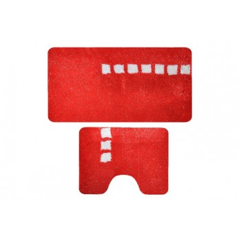 Комплект ковриков для ванной с серебряным люрексом 2 предмета PRIMANOVA D-15243 Roma (красный)