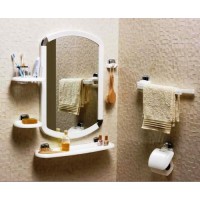 Набор аксессуаров для ванной с зеркалом Primanova M-024010 белый