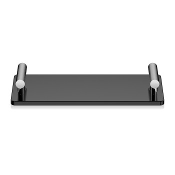 Decor Walther Club Tab Поднос с ручками, стеклянный, настольный, цвет: хром / черное стекло Decor Walther Club Tab Поднос с ручками, стеклянный, настольный, цвет: хром / черное стекло