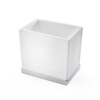 Стакан для зубных щёток настольный 3SC Mood Deluxe White MDW03ASL белый-хром Стакан для зубных щёток настольный 3SC Mood Deluxe White MDW03ASL белый-хром