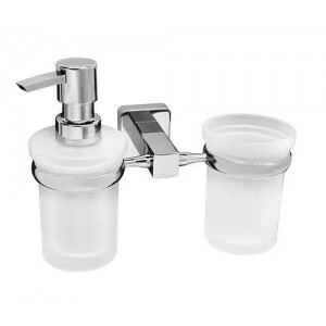 WasserKRAFT Lippe K-6589 дозатор для жидкого мыла и стаканчик, матовое стекло/хром