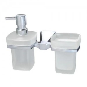WasserKRAFT Wern K-2589 дозатор для жидкого мыла и стаканчик, матовое стекло/хром