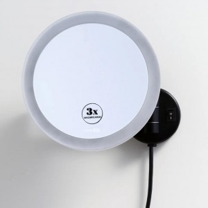 WasserKRAFT K-1004black зеркало с LED-подсветкой, 3-х кратное увеличение