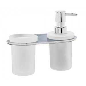 WasserKRAFT Kammel К-8389 держатель стакана и дозатора, матовое стекло/хром