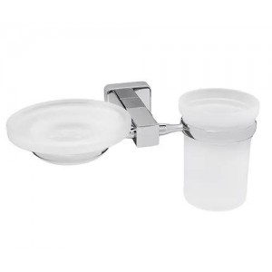 WasserKRAFT Lippe K-6526 держатель стакана и мыльницы, матовое стекло/хром