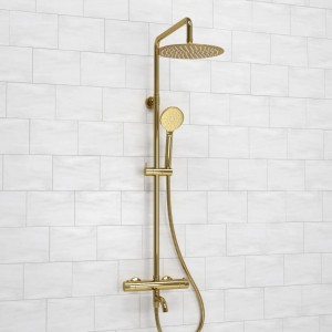 Душевая система с термостатическим смесителем WasserKRAFT Sauer 7100 (A188.208.207.PG Thermo), глянцевое золото