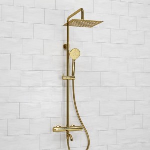 Душевая система с термостатическим смесителем WasserKRAFT Sauer 7100 (A188.256.207.PG Thermo), глянцевое золото