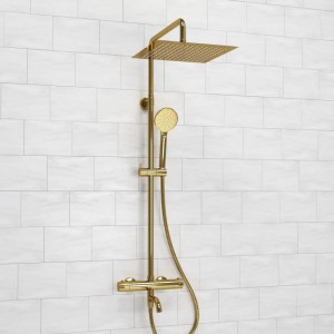 Душевая система с термостатическим смесителем WasserKRAFT Sauer 7100 (A188.261.207.PG Thermo), глянцевое золото