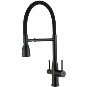 Смеситель для кухни Gappo G4399-76 черный матовый с гибким изливом