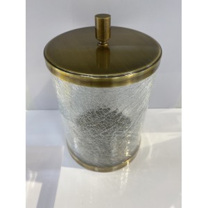 Бачок для мусора с крышкой WINDISCH ADDITION CRACKED CRYSTAL GLASS 891143OW бронза d190h290