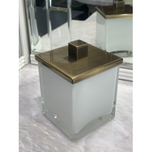 Баночка для ватных шариков с крышкой настольная WINDISCH FASHION 88169BOW белый/бронза 90x90х120